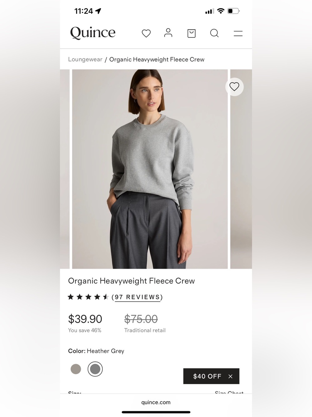 Quince organic heavyweight crew neck sweatshirt NWT - Picture 2 of 6